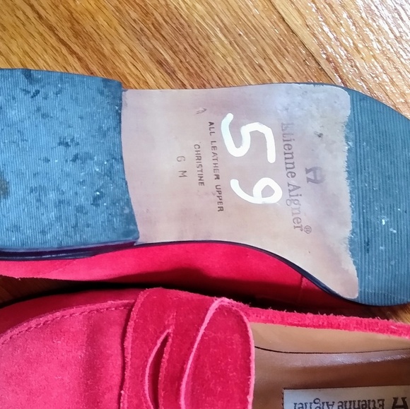 ETIENNE AIGNER Scarlet Red Suede Shoes Size 6 - Picture 3 of 5